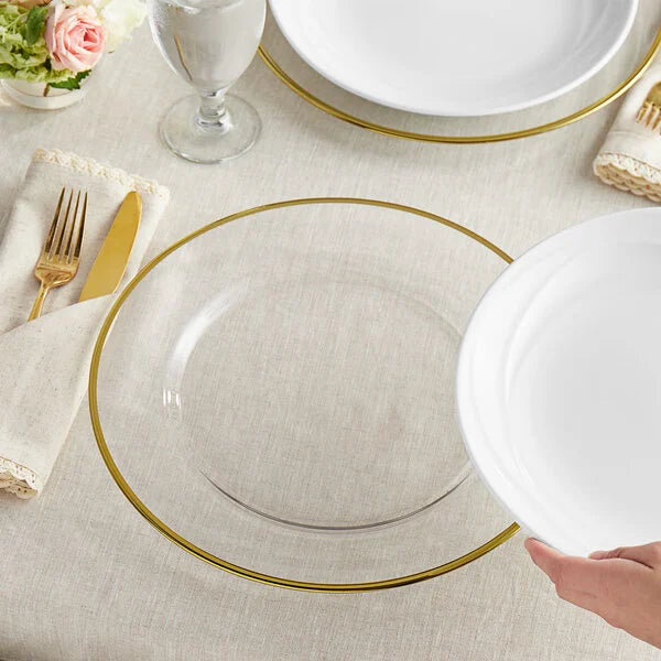 Round Gold Rim Glass Charger Plate