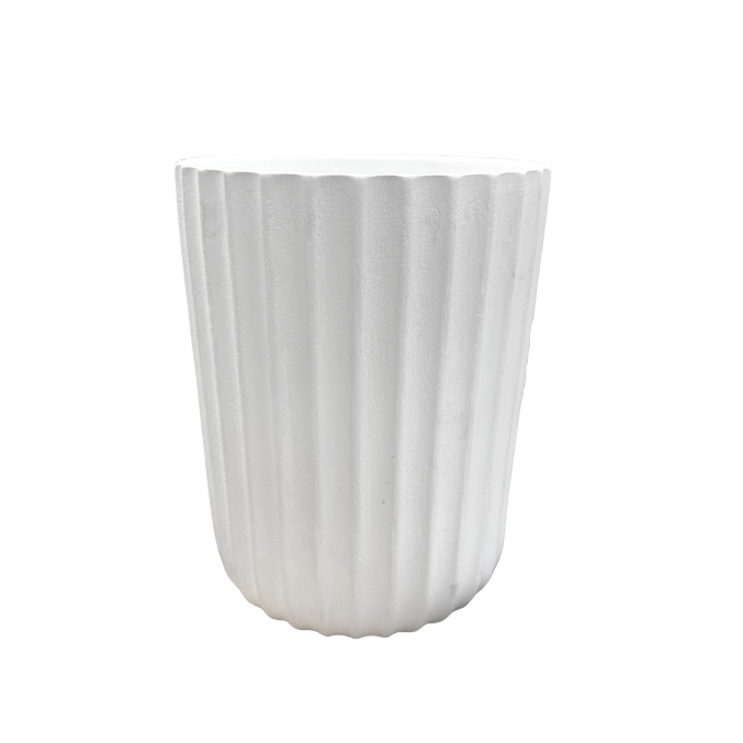 Ceramic Ribbed Vase 10"