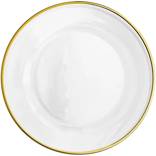 Round Gold Rim Glass Charger Plate