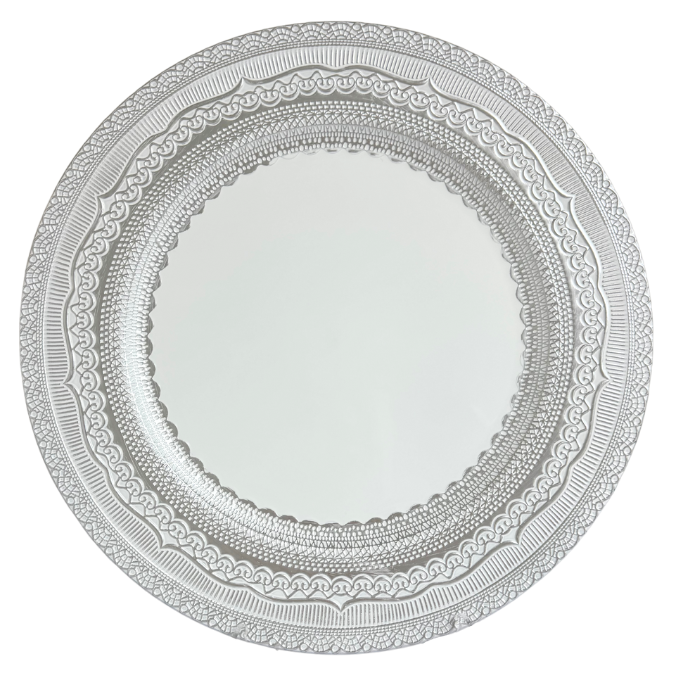 White with Silver Lace Rim Charger Plate
