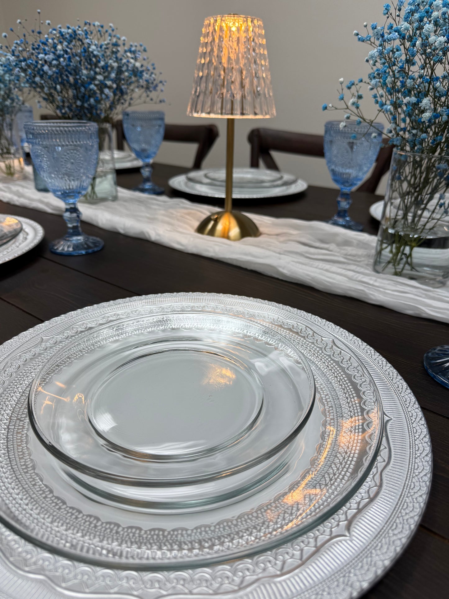 White with Silver Lace Rim Charger Plate