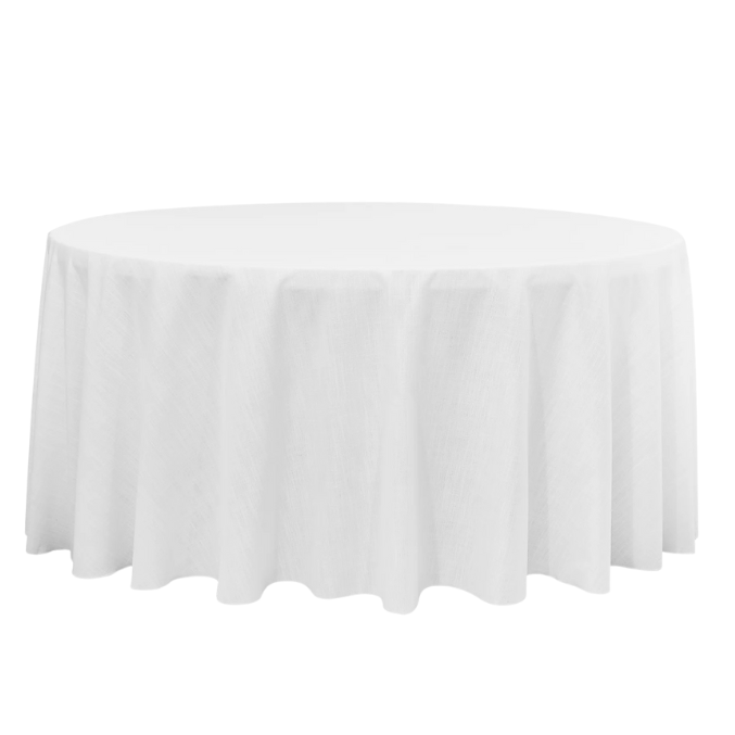 Round Linen Tablecloth 120" (White)