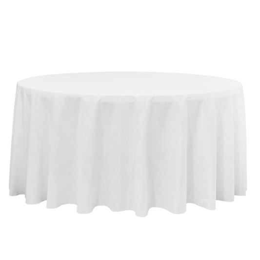 Round Linen Tablecloth 120" (White)