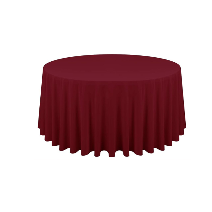 Round Polyester Tablecloth 120" (Burgundy)