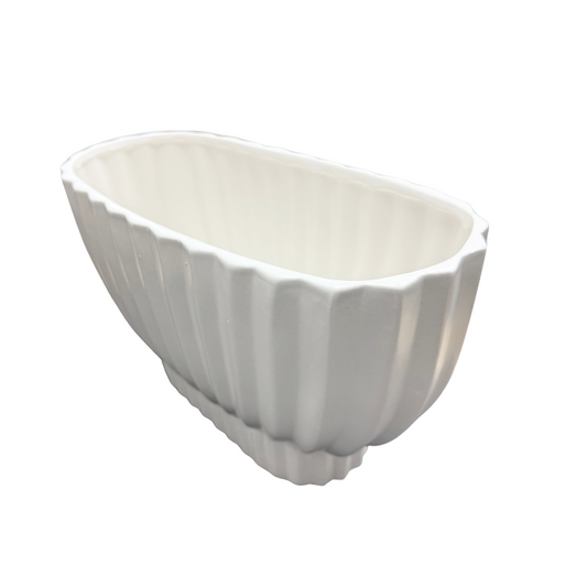 Oval Ceramic Ribbed Vase 11"x5"x7"