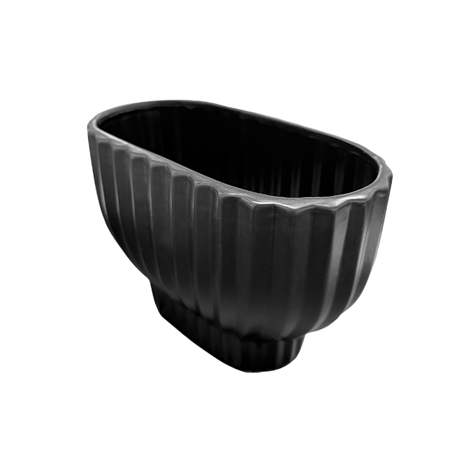 Oval Ceramic Ribbed Vase 4.5"x9"x6"