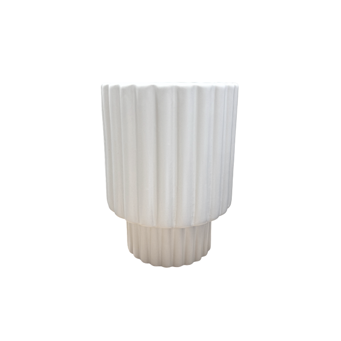 Ceramic Ribbed Vase 6"