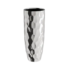 Mirror-Finish Silver Ceramic Vase